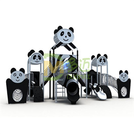幼儿园熊猫造型塑料滑梯